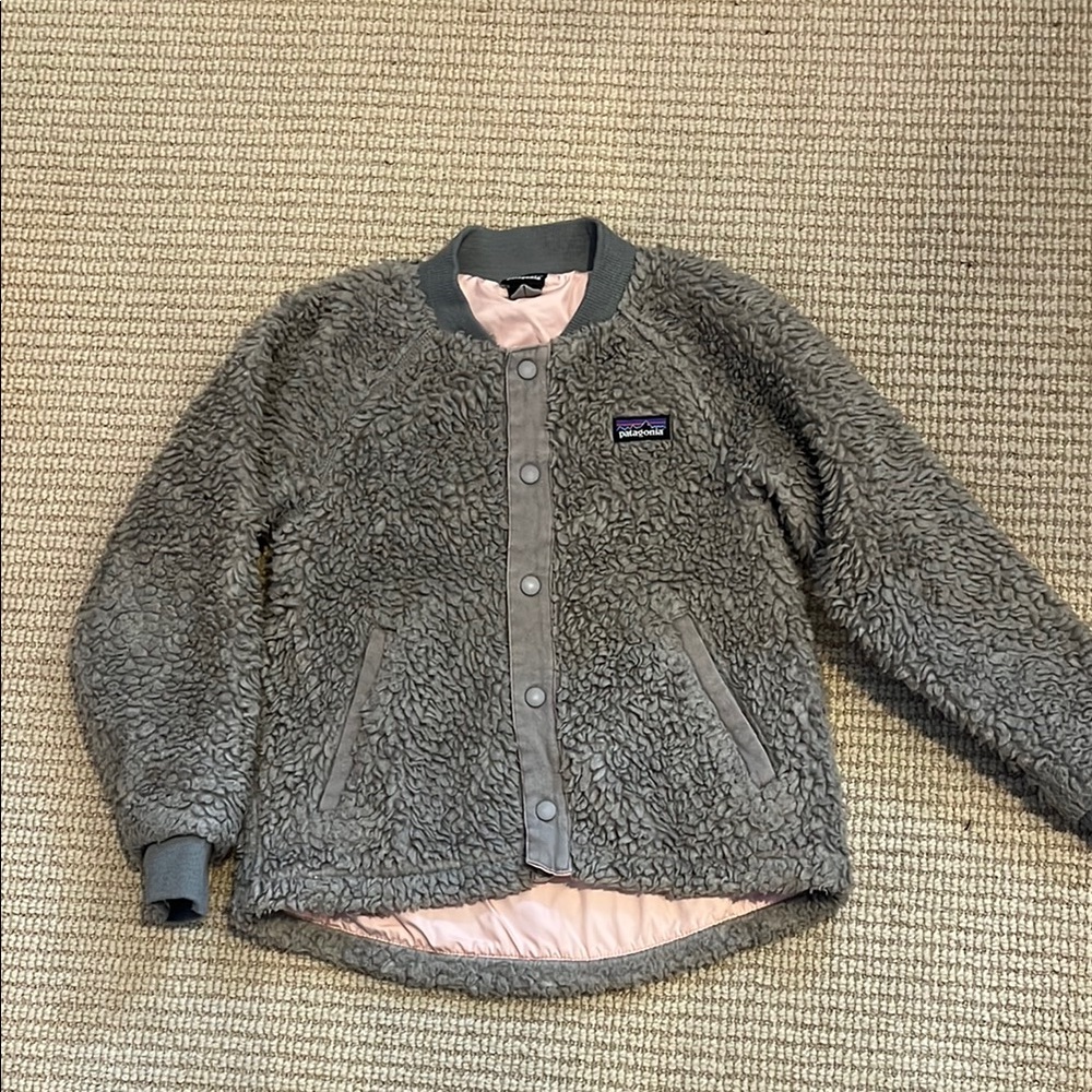 Gray Fleece Jacket with Pink Lining